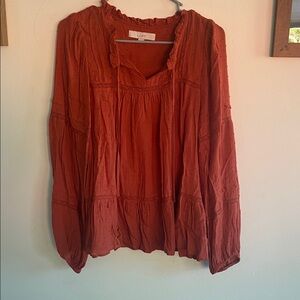 LOFT Terracotta Textured Blouse